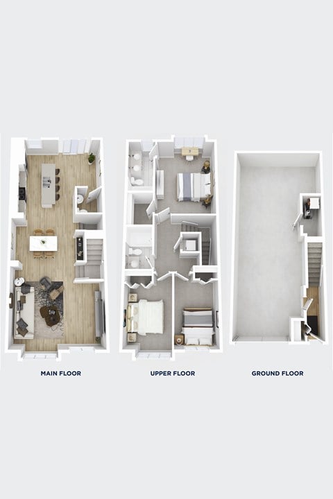 Floor plan for 3 beds, 2.5 baths, 1386 sqft